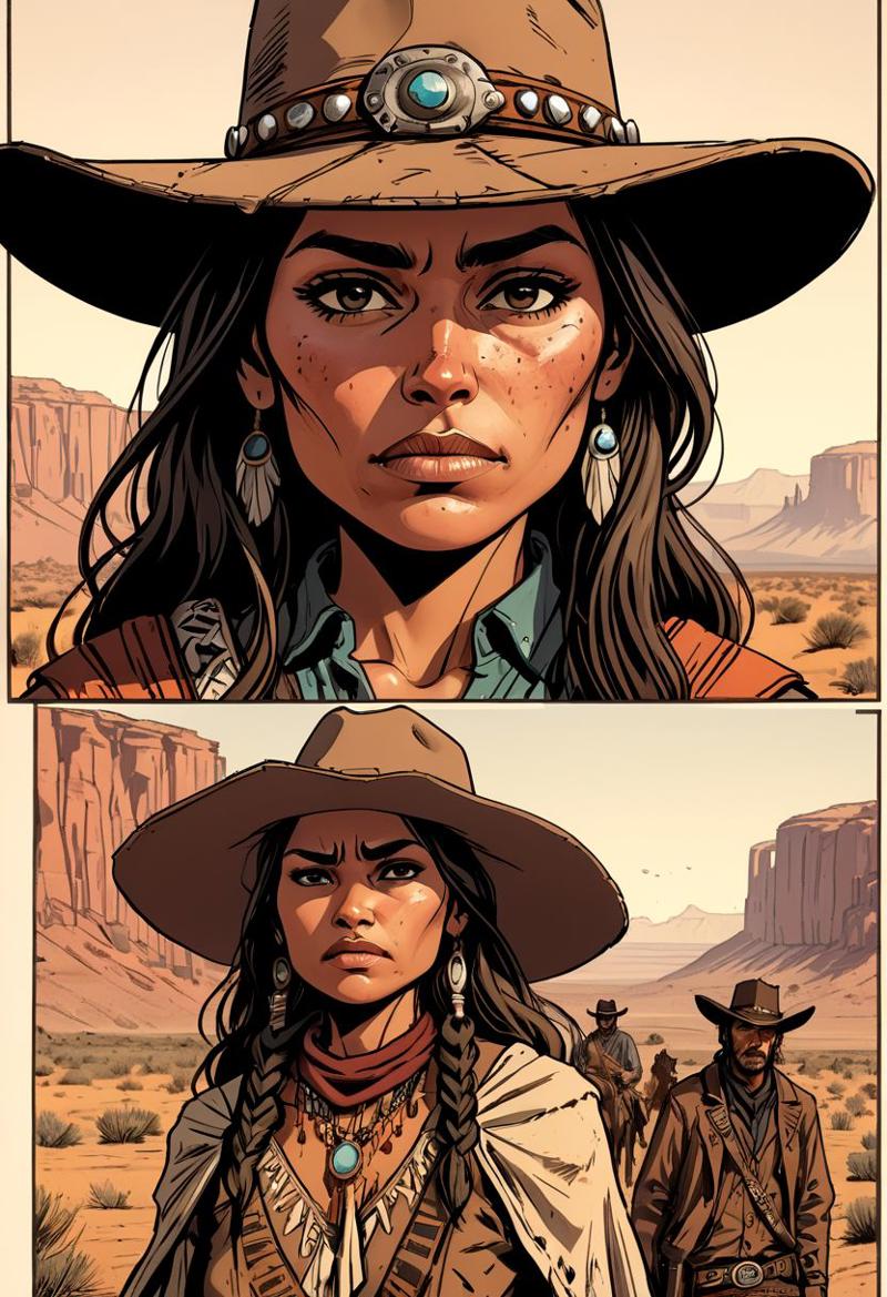 36915-610771951-a page from comics, two people, red dead redemption meeting with indians Cheyenne, dark cowboy face, old cowboy, unshaved, beaut.jpg